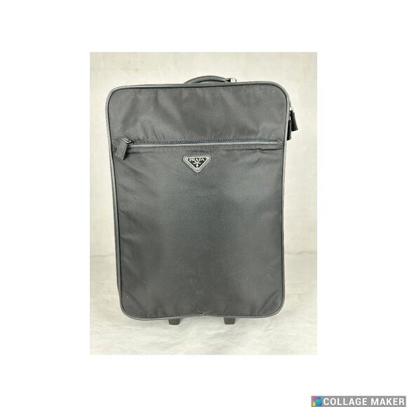 Authentic Prada Black Nylon Rolling Suitcase Wheeled Travel Bag Trolley - Picture 1 of 13